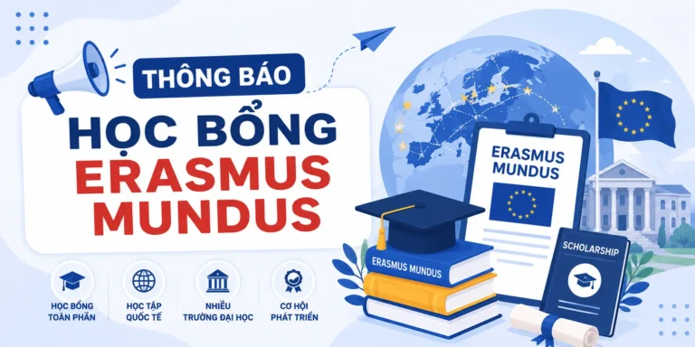 Học bổng Erasmus Mundus 2027: Toàn phần Thạc sĩ tại 2–3 nước châu Âu, mở đơn từ tháng 10/2026