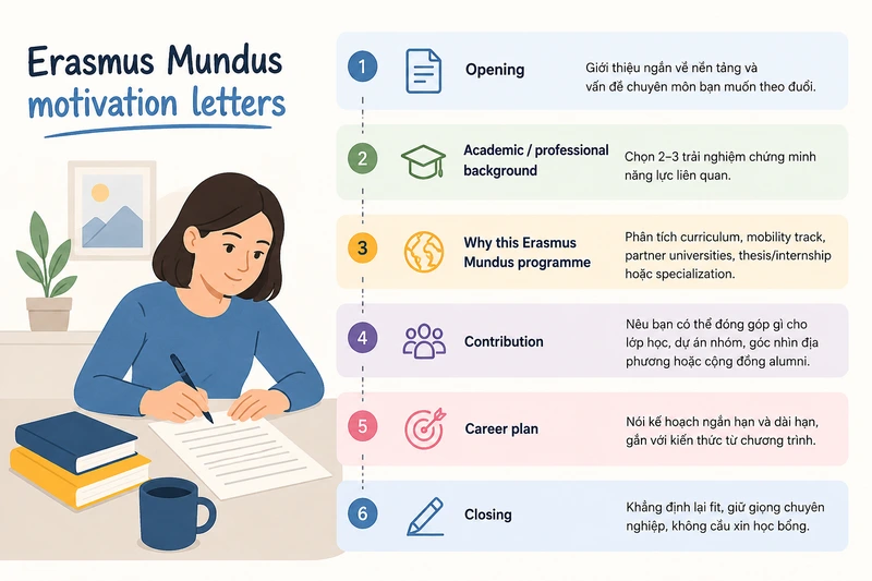 Khung dàn ý mẫu cho motivation letter Erasmus Mundus