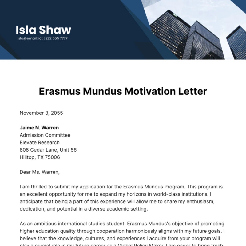 motivation letter Erasmus Mundus như thế nào