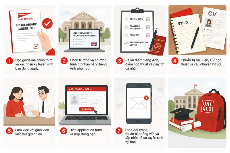 Những bước để apply học bổng Fast Retailing Foundation