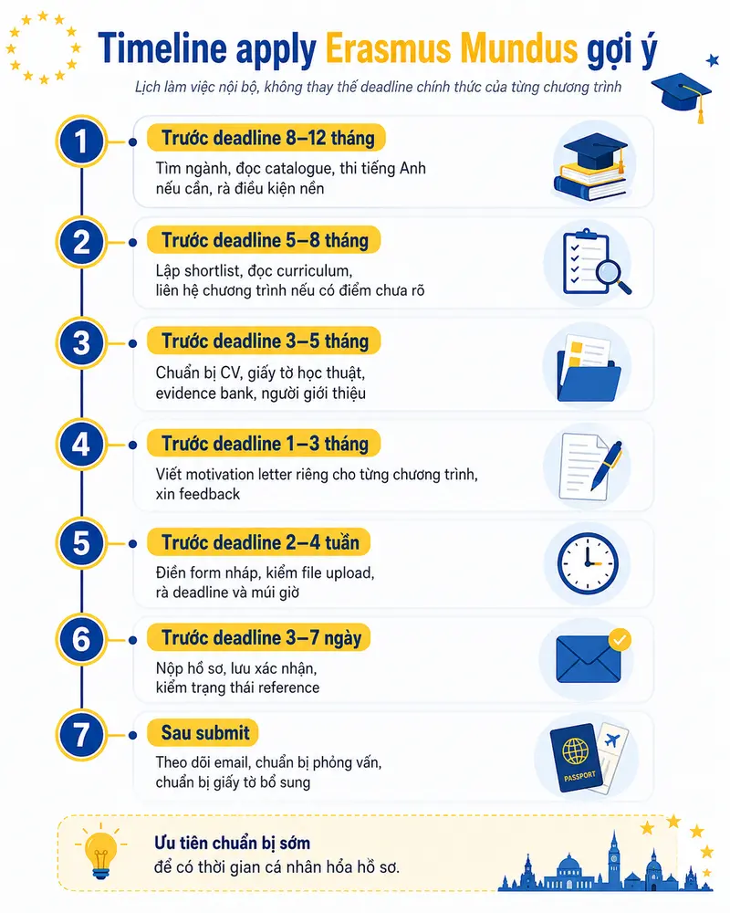 Timeline apply Erasmus Mundus gợi ý