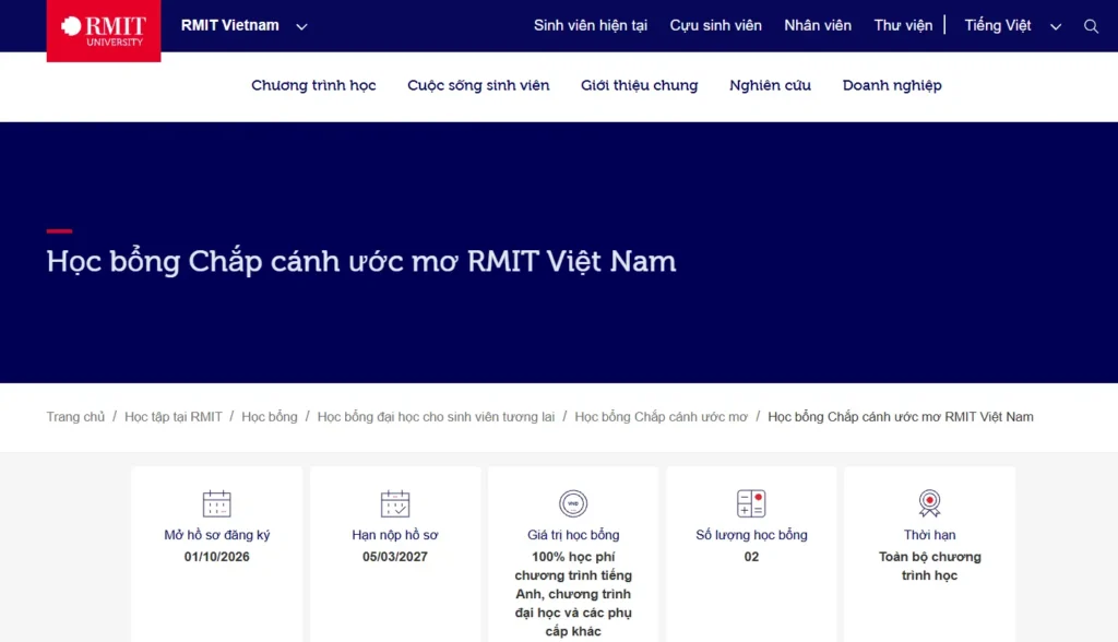 Trang chủ Học bổng Chắp cánh ước mơ RMIT