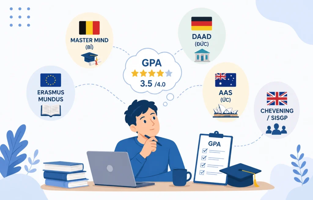 Ví dụ với một số học bổng quen thuộc 2027