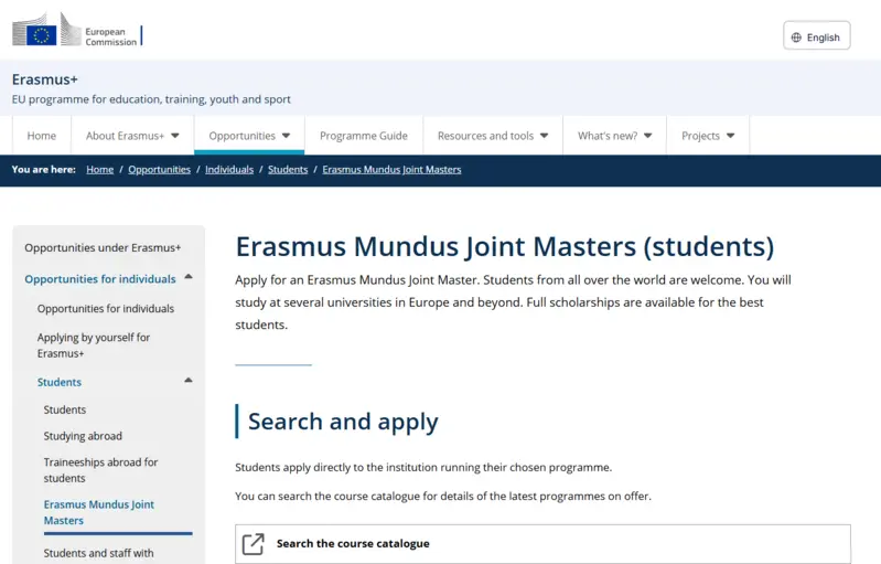Website của Erasmus Mundus Joint Masters